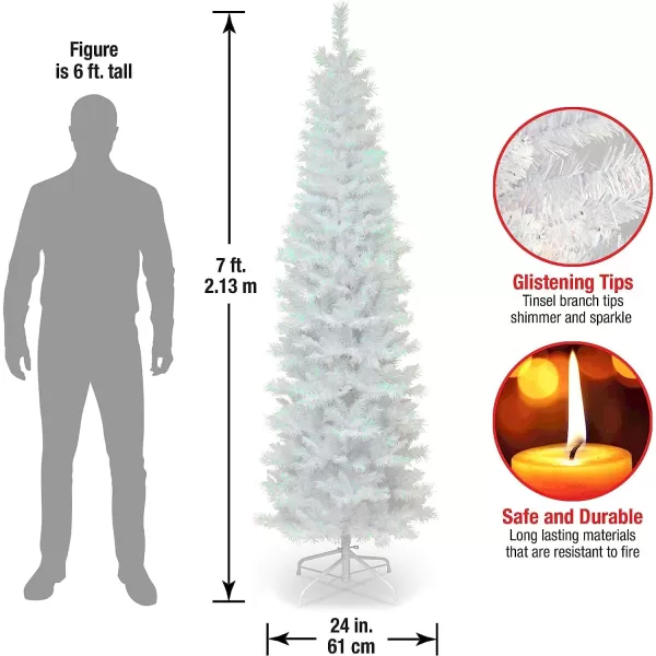 imageNational Tree Company Artificial Christmas Tree White Tinsel Includes Stand 7 feet