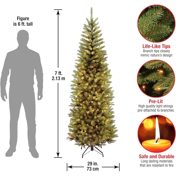 imageNational Tree Company Artificial PreLit Slim Christmas Tree Green Kingswood Fir White Lights Includes Stand 7 FeetWhite green