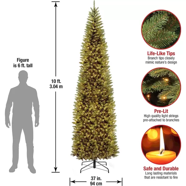 imageNational Tree Company Artificial PreLit Slim Christmas Tree White Kingswood Fir White Lights Includes Stand 7 Feet10 ft