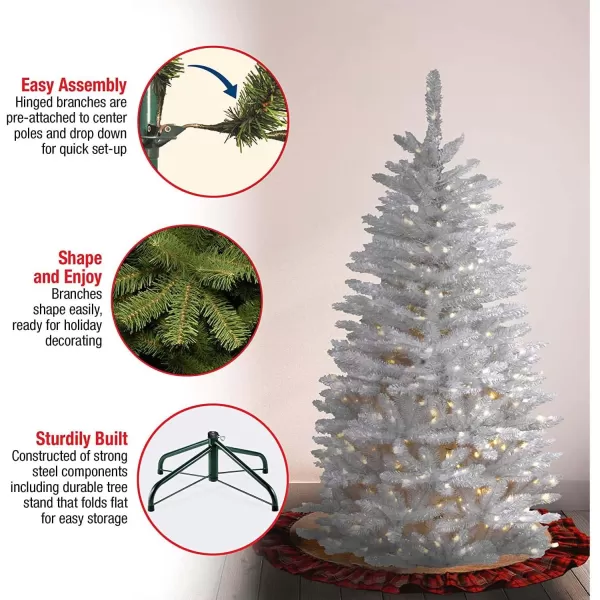 imageNational Tree Company Artificial PreLit Slim Christmas Tree White Kingswood Fir White Lights Includes Stand 7 Feet45 ft