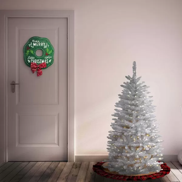 imageNational Tree Company Artificial PreLit Slim Christmas Tree White Kingswood Fir White Lights Includes Stand 7 Feet45 ft