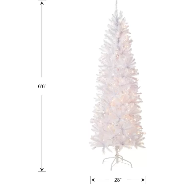 imageNational Tree Company Artificial PreLit Slim Christmas Tree White Kingswood Fir White Lights Includes Stand 7 Feet65 ft