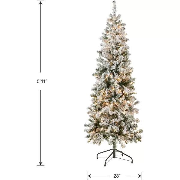 imageNational Tree Company First Traditions PreLit Acacia Flocked Tree Medium Christmas Tree Clear Incandescent Lights Plug in 6 ft6 feet