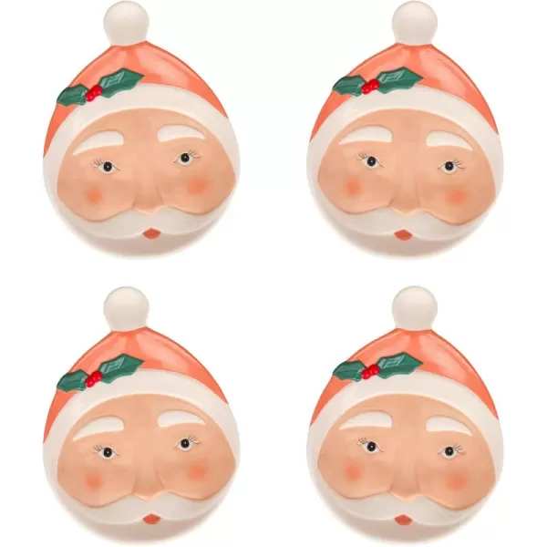 imageHGTV Home Collection Ceramic Santa Plates Set of 4 with Glossy Finish Christmas Themed Blush 1in