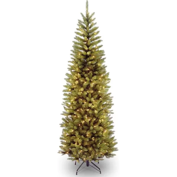 imageNational Tree Company Artificial PreLit Slim Christmas Tree Green Kingswood Fir White Lights Includes Stand 7 FeetWhite green