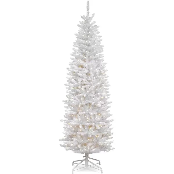 imageNational Tree Company Artificial PreLit Slim Christmas Tree White Kingswood Fir White Lights Includes Stand 7 Feet75 ft