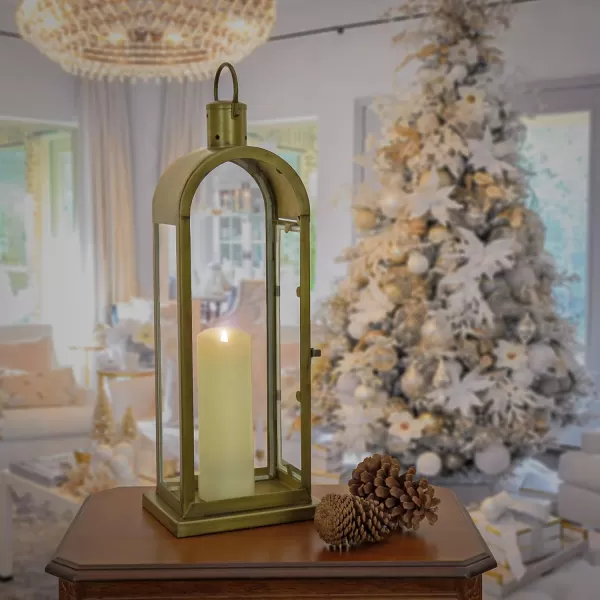 imageHGTV Home Collection Arched Candle Lantern Christmas Themed Home Decor Medium Antique Bronze 22 in