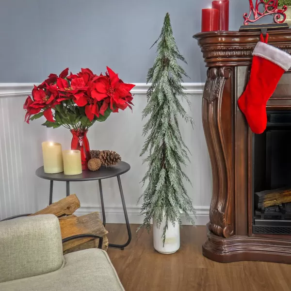 imageHGTV Home Collection Artificial Christmas Tree Potted Pine Down Swept Branches Includes Stylish White Base Winter Collection 50 Inches