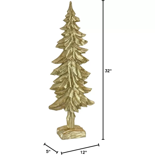 imageHGTV Home Collection Christmas Tree Decoration Gold Carved Wooden Design Winter Collection 32 Inches