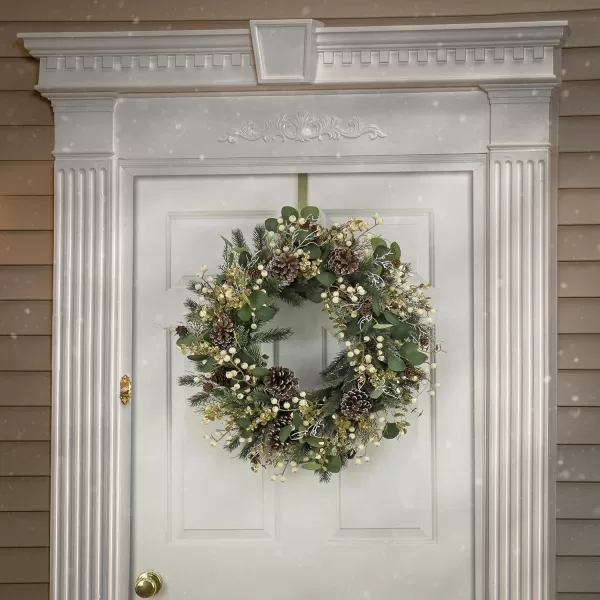 imageHGTV Home Collection Unlit Artificial Christmas Wreath Mixed Branch Tips Woven Branch Ring Base Unlit 26 Inches