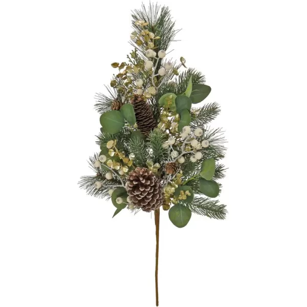 imageHGTV Home Collection Artificial Christmas Plants Spray Decoration Mixed Branch Tips Decorated with Berry Clusters Pine Cones Leafy Greens Pack of 2 Cozy Winter Collection 12 Inches