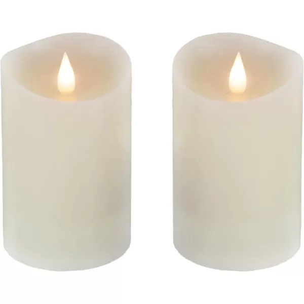 imageHGTV Home Collection Set of 2 Heritage Real Motion Flameless LED Candles With Remote Ivory with Warm White LED Lights Battery Powered 5 in