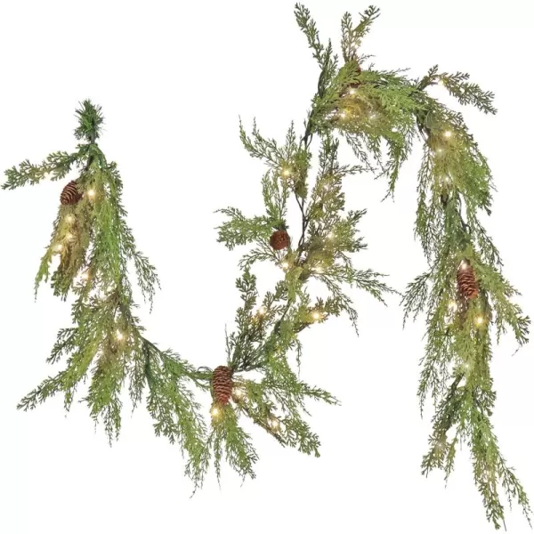 imageHGTV Home Collection Unlit Artificial Christmas Garland Mixed Branch Tips Flexible Vine Base Unlit 6 Feet