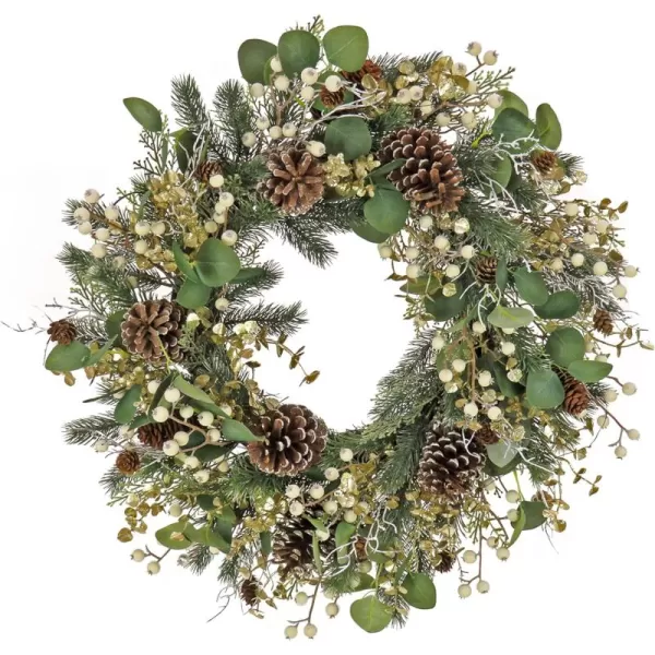 imageHGTV Home Collection Unlit Artificial Christmas Wreath Mixed Branch Tips Woven Branch Ring Base Unlit 26 Inches