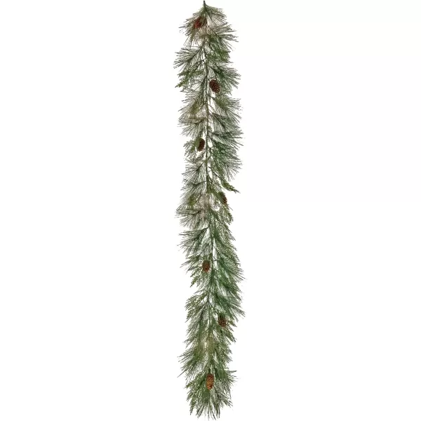 imageHGTV Home Collection Pre Lit Artificial Christmas Garland Mixed Cedar and Bristle Branch Tips Decorated with Pinecones Battery Powered 6 Feet