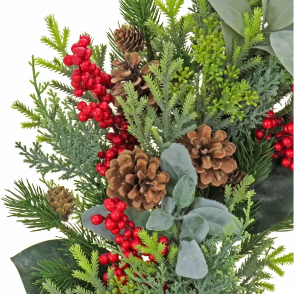 imageHGTV Home Collection Unlit Artificial Christmas Wreath Mixed Branch Tips Woven Branch Ring Base Unlit 28 Inches