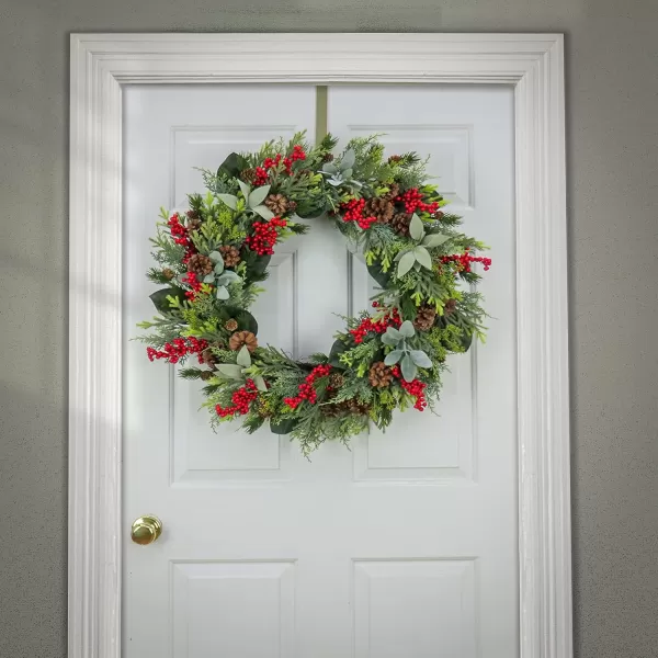 imageHGTV Home Collection Unlit Artificial Christmas Wreath Mixed Branch Tips Woven Branch Ring Base Unlit 28 Inches