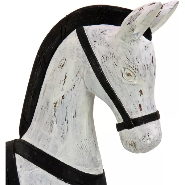 imageNational Tree Company HGTV Home Collection Christmas Rocking Horse Decoration Carved Wooden Design White and Black Weather Worn Finish Winter Collection 2 Feet