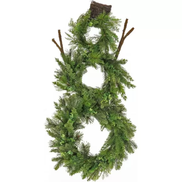 imageHGTV Home Collection AntiUV Snowman Wreath Green 44in