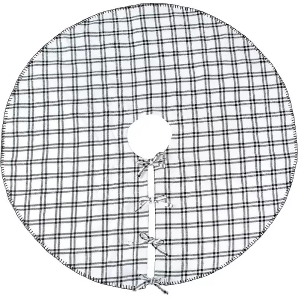 imageHGTV Home Collection Plaid Whipstitch Tree Skirt Black and White 48in