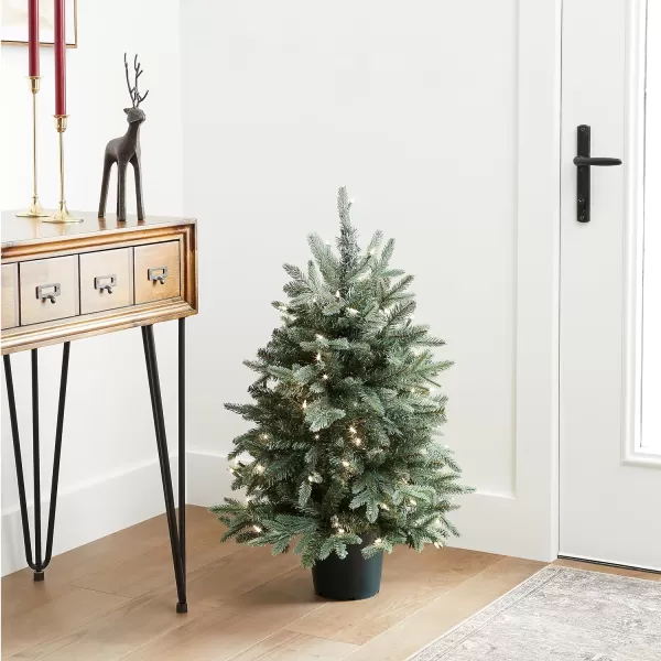 imageNational Tree Company Artificial Christmas Tree For Entrances  Includes White Lights and Pot  Everyday Collections  3 ft