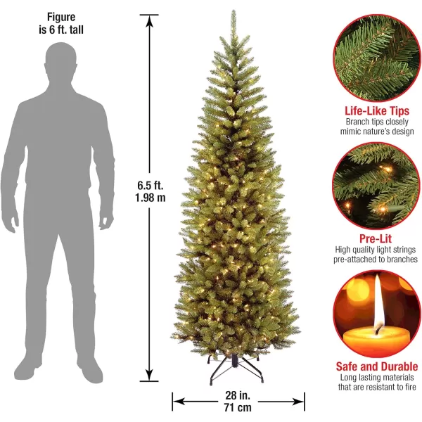 imageNational Tree Company Artificial PreLit Slim Christmas Tree Green Kingswood Fir White Lights Includes Stand 65 Feet