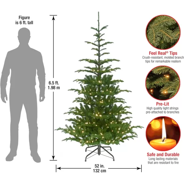 imageNational Tree Company Feel Real Prelit Artificial Christmas Tree  Includes Prestrung White Lights and Stand  Norwegian Spruce  75 ft65 ft