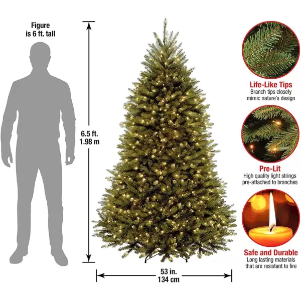 imageNational Tree Company PreLit Artificial Full Christmas Tree Green Dunhill Fir White Lights Includes Stand 65 Feet65 ft