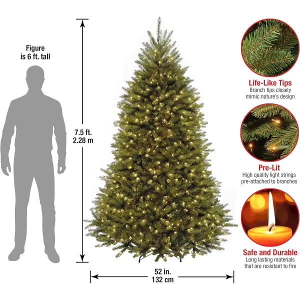 imageNational Tree Company PreLit Artificial Full Christmas Tree Green Dunhill Fir White Lights Includes Stand 65 Feet75 ft