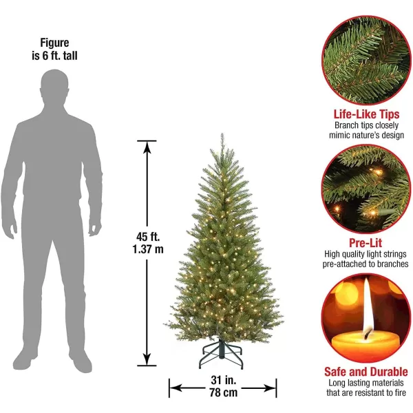 imageNational Tree Company PreLit Artificial Slim Christmas Tree Green Dunhill Fir White Lights Includes Stand 75 Feet45 ft