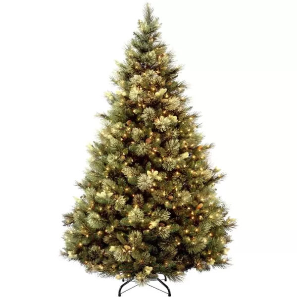 imageNational Tree Company Feel Real Prelit Artificial Christmas Tree  Includes Prestrung White Lights  Flocked with Cones  Carolina Pine  65 ftGreen