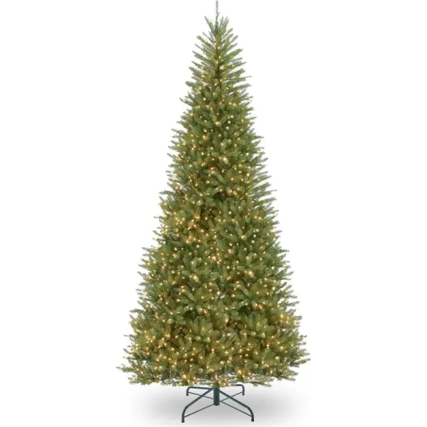 imageNational Tree Company PreLit Artificial Slim Christmas Tree Green Dunhill Fir White Lights Includes Stand 75 Feet12 ft