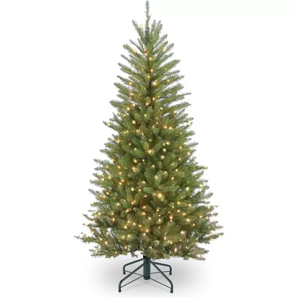 imageNational Tree Company PreLit Artificial Slim Christmas Tree Green Dunhill Fir White Lights Includes Stand 75 Feet45 ft