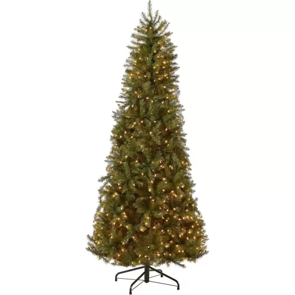 imageNational Tree Company PreLit Artificial Slim Christmas Tree Green Dunhill Fir White Lights Includes Stand 75 Feet75 ft