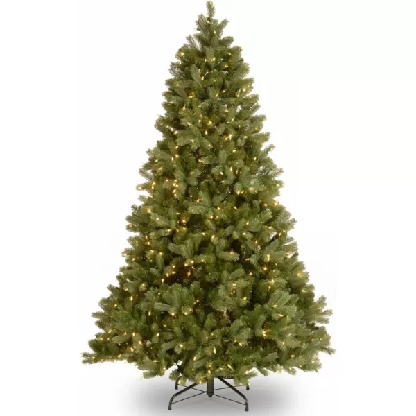 imageNational Tree Company PreLit Feel Real Artificial Full Downswept Christmas Tree Green Douglas Fir Dual Color LED Lights Includes Stand and PowerConnect 9 feet65 ft