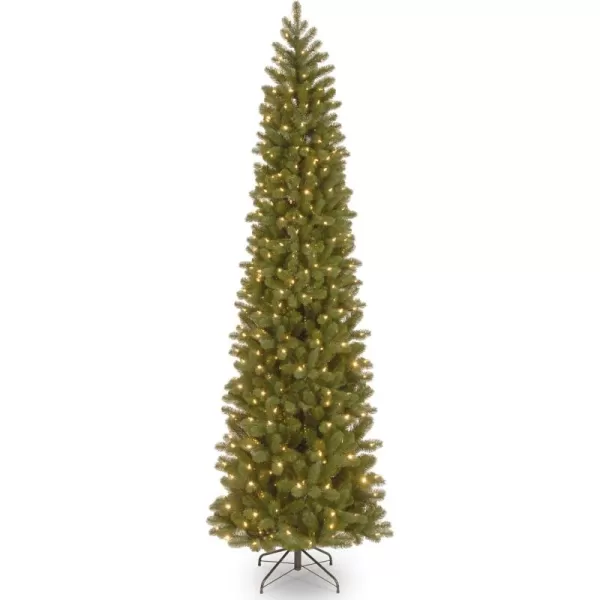 imageNational Tree Company PreLit Feel Real Artificial Slim Downswept Christmas Tree Green Douglas Fir Dual Color LED Lights Includes PowerConnect and Stand 9 feet