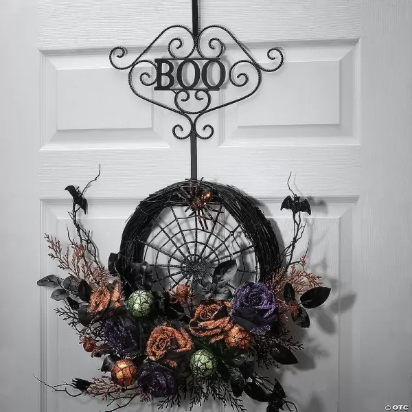 imageNational Tree Boo Wreath Hanger Halloween Collection 17 Inches Black CI58222531