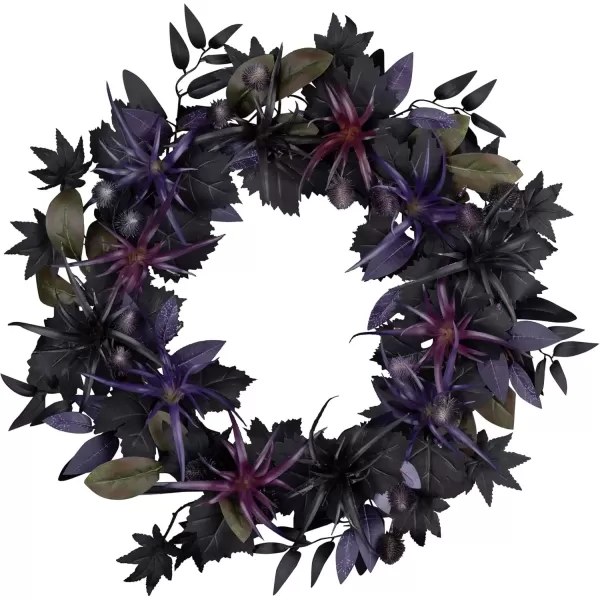 imageNational Tree Company 24inch Artificial Scare in The Air Halloween Wreath 30 Purple LED Lights Battery Operated