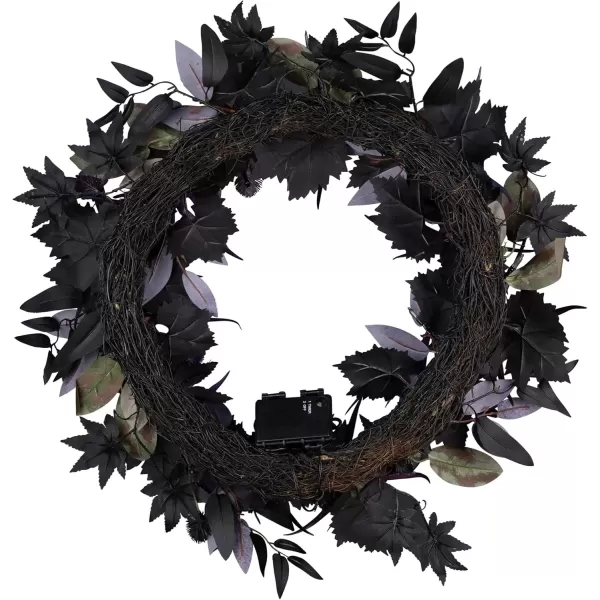 imageNational Tree Company 24inch Artificial Scare in The Air Halloween Wreath 30 Purple LED Lights Battery Operated