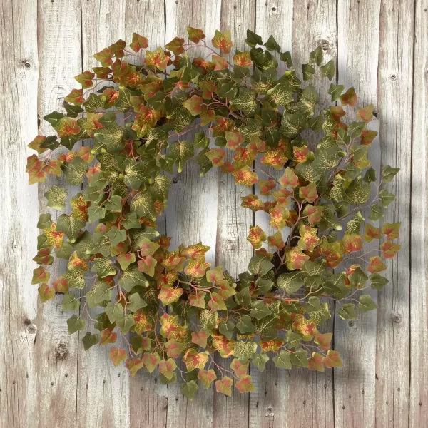 imageNational Tree Company Artificial Autumn Wreath Decorated with Ivy Autumn Collection 24 in