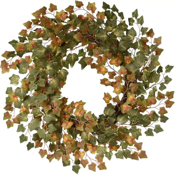 imageNational Tree Company Artificial Autumn Wreath Decorated with Ivy Autumn Collection 24 in