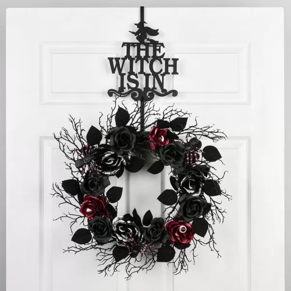 imageNational Tree Company Metal Wreath Hanger Black The Witch is in Halloween Collection 18 Inches