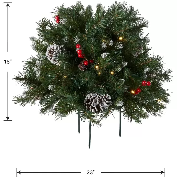 imageNational Tree Company National Tree 18 Inch Frosted Urn Filler with Cones Red Berries Tripod Stake and 35 Warm White Battery Operated LED Lights with Timer FRB30018UB 18quotTimers