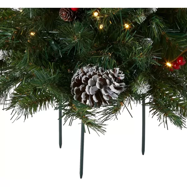 imageNational Tree Company National Tree 18 Inch Frosted Urn Filler with Cones Red Berries Tripod Stake and 35 Warm White Battery Operated LED Lights with Timer FRB30018UB 18quotTimers