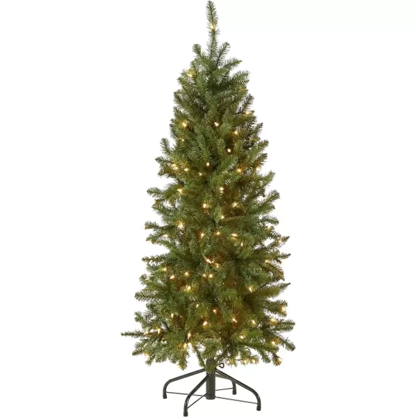 imageNational Tree Company Artificial PreLit Slim Christmas Tree Green Kingswood Fir White Lights Includes Stand 45 Feet