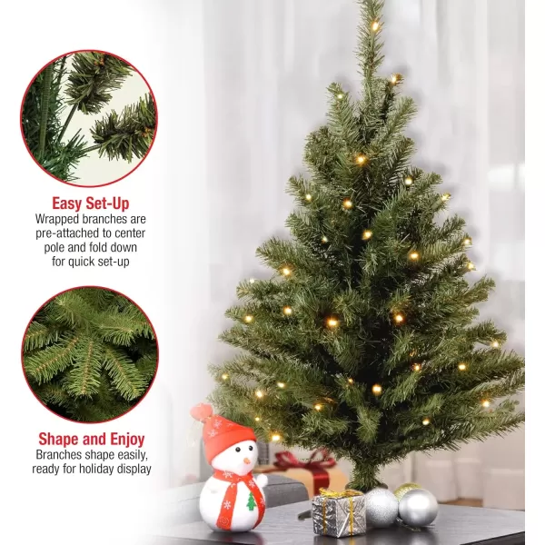 imageNational Tree Company PreLit Artificial Mini Christmas Tree Green Kincaid Spruce White Lights Includes Stand 4 Feet3ft