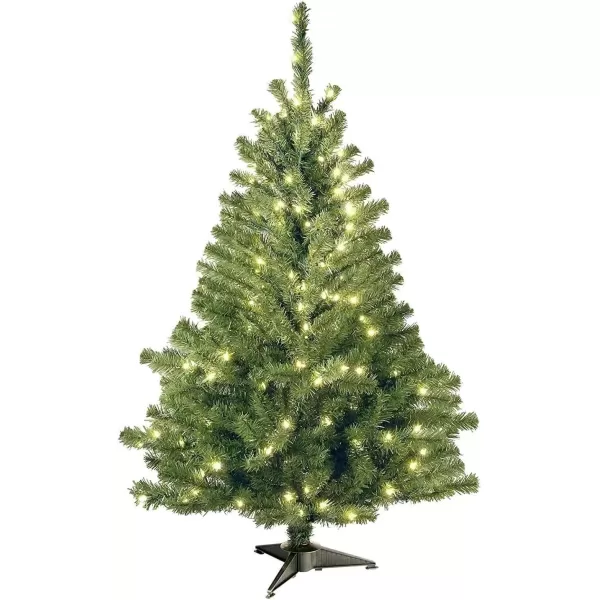 imageNational Tree Company PreLit Artificial Mini Christmas Tree Green Kincaid Spruce White Lights Includes Stand 4 Feet4ft