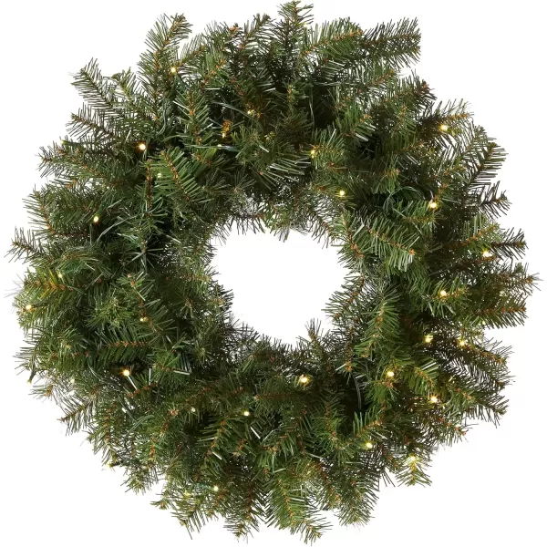 imageNational Tree Company PreLit Artificial Christmas Wreath Green Norwood Fir White Lights Christmas Collection 30 Inches24 in