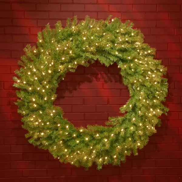 imageNational Tree Company PreLit Artificial Christmas Wreath Green Norwood Fir White Lights Christmas Collection 48 Inches