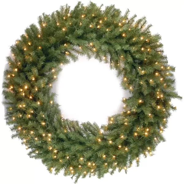 imageNational Tree Company PreLit Artificial Christmas Wreath Green Norwood Fir White Lights Christmas Collection 48 Inches